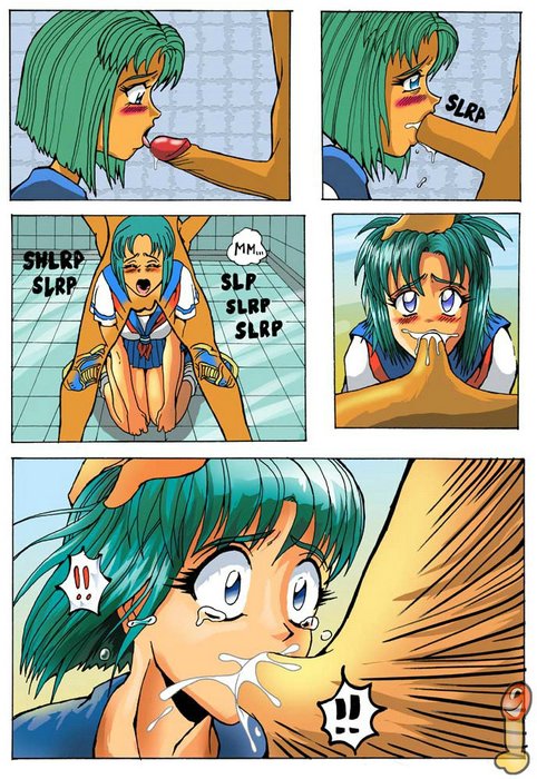 Hot schoolgirl in water - messy-comics.com