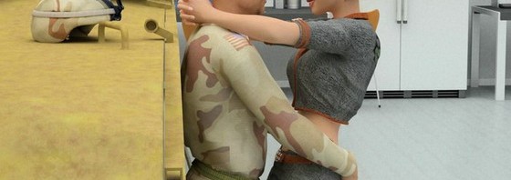 Red sexy girl for soldier – 3D comics